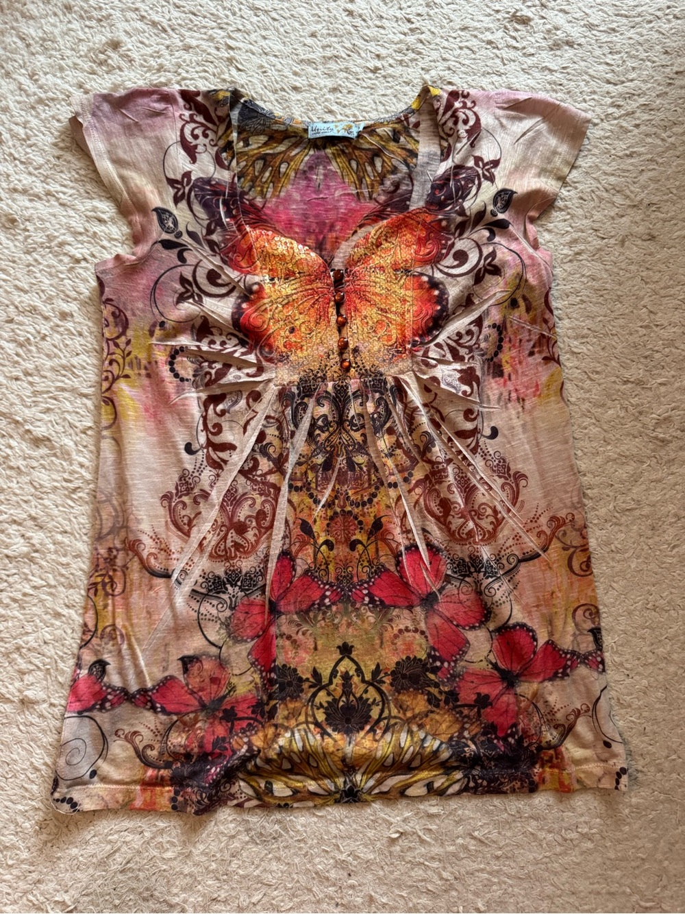 Y2K butterfly sequin top